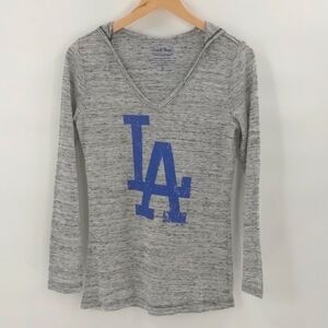 Majestic Threads Los Angeles Dodgers hooded top gray long sleeve size small